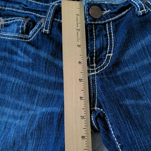 BKE Stella Low Rise Stretch Cuffed Crop Jeans Embroidered Flap Pockets Size 28 - Picture 9 of 11